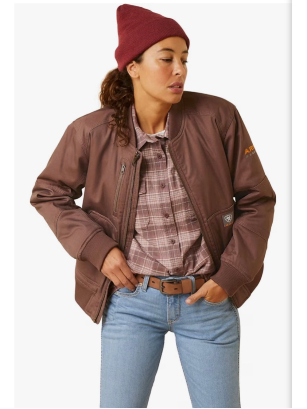 New Ariat Women's Jacket X-Large Peppercorn Rebar Stretch Canvas Bomber Jacket